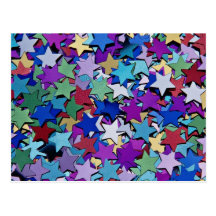 Confeti, formas de la estrella tarjetas postales