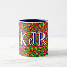 Confeti multicolor con monograma taza