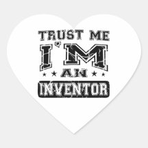Confíe en que yo es inventor calcomanía de corazón personalizadas