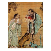 Confucio que presenta a Buda a Laozi Postales