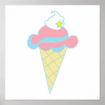 Cono de helado azul rosado de la estrella del remo impresiones