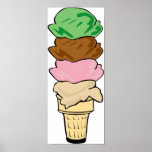 Cono de helado cuádruple impresiones