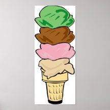 Cono de helado cuádruple impresiones