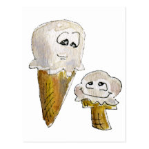 Conos de helado lindos del dibujo animado postal