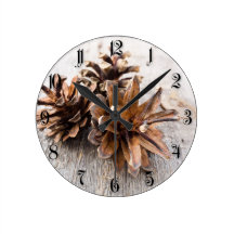 Conos del pino reloj de pared