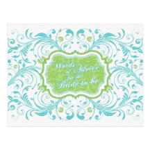 Consejos florales del verde azul para la novia tarjetas postales