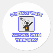 Conserve el agua. Ducha con su Boss Pegatina