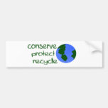 Conserve protegen reciclan pegatina de parachoque