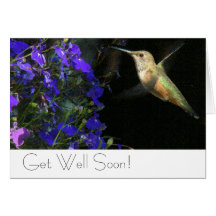 Consiga pronto la tarjeta bien del colibrí