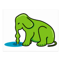Consumición del elefante (verde) tarjetas postales