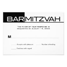 Contestación blanco y negro RSVP de Mitzvah de la  Anuncio