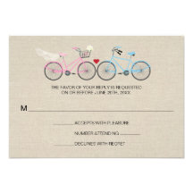 Contestación de lino RSVP del boda de la bicicleta Invitación Personalizada