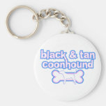 Coonhound del negro rosado y azul y del moreno llaveros personalizados