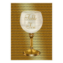 Copa de vino en tarjetas del número de la tabla de invitacion personalizada