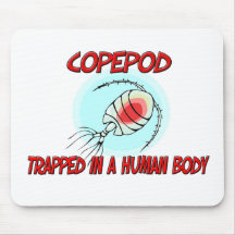 Copepod atrapado en un cuerpo humano tapete de ratón