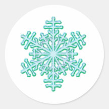 Copo de nieve clásico del invierno del navidad etiqueta redonda