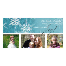 Copo de nieve del damasco del navidad - tarjeta de tarjeta con foto personalizada