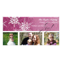 Copo de nieve del damasco del navidad - tarjeta tarjetas personales con fotos