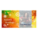 COPOS DE NIEVE, amarillo, rojo, marrón, naranja, v Tarjetas Fotográficas Personalizadas