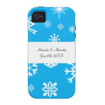 Copos de nieve azules que casan favores vibe iPhone 4 carcasa