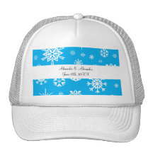 Copos de nieve azules que casan favores gorros bordados