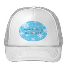 Copos de nieve azules que casan favores gorros  