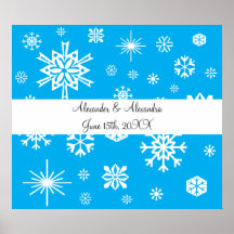 Copos de nieve azules que casan favores poster
