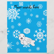 Copos de nieve azules y blancos del sello lindo tarjetas publicitarias