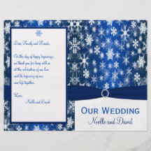 Copos de nieve azules y blancos que casan programa tarjetas publicitarias