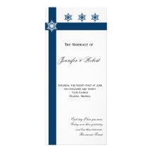 Copos de nieve azules y blancos que casan programa tarjeta publicitaria personalizada
