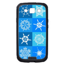 Copos de nieve blancos en cajas azules galaxy SIII cárcasa