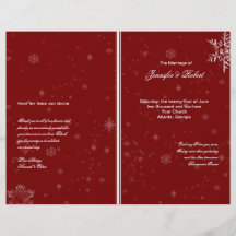 Copos de nieve blancos en programa del boda del ar tarjeton