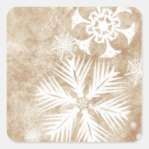 Copos de nieve del navidad de marfil y blanco calcomanía cuadradase