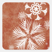 Copos de nieve del navidad rojo y blanco colcomanias cuadradases