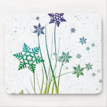 Copos de nieve e hierba coloreados flotantes alfombrilla de ratones