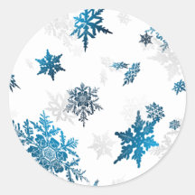 Copos de nieve etiqueta redonda