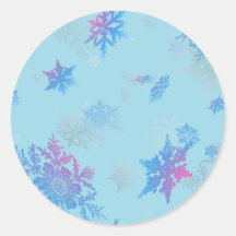 Copos de nieve etiquetas redondas