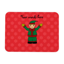 Copos de nieve lindos del rojo del duende iman rectangular