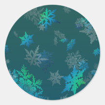 Copos de nieve pegatinas redondas