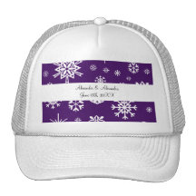 Copos de nieve púrpuras que casan favores gorros  