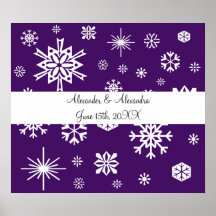 Copos de nieve púrpuras que casan favores posters