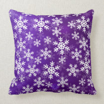 Copos de nieve púrpuras y blancos almohadas