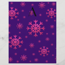 copos de nieve rosados del monograma púrpuras tarjeta publicitaria