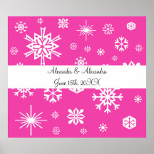 Copos de nieve rosados que casan favores poster