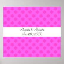 Copos de nieve rosados que casan favores posters