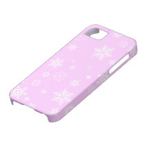 Copos de nieve rosados y blancos bonitos iPhone 5 Case-Mate fundas