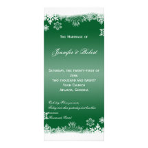 Copos de nieve verdes y blancos que casan programa tarjetas publicitarias a todo color