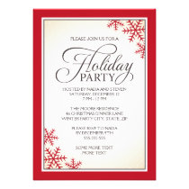 Copos de nieve y celebración de días festivos rojo invitaciones