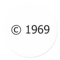Copyright 1969 pegatina redonda