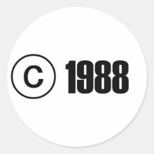 Copyright 1988 pegatina redonda